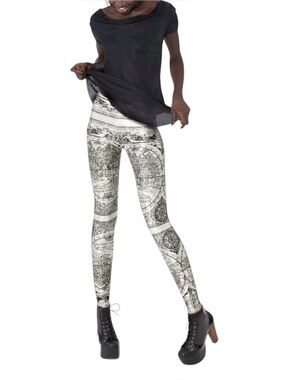 Blackmilk Ancient Map Leggings, Size Medium, Excellent Condition, Australia